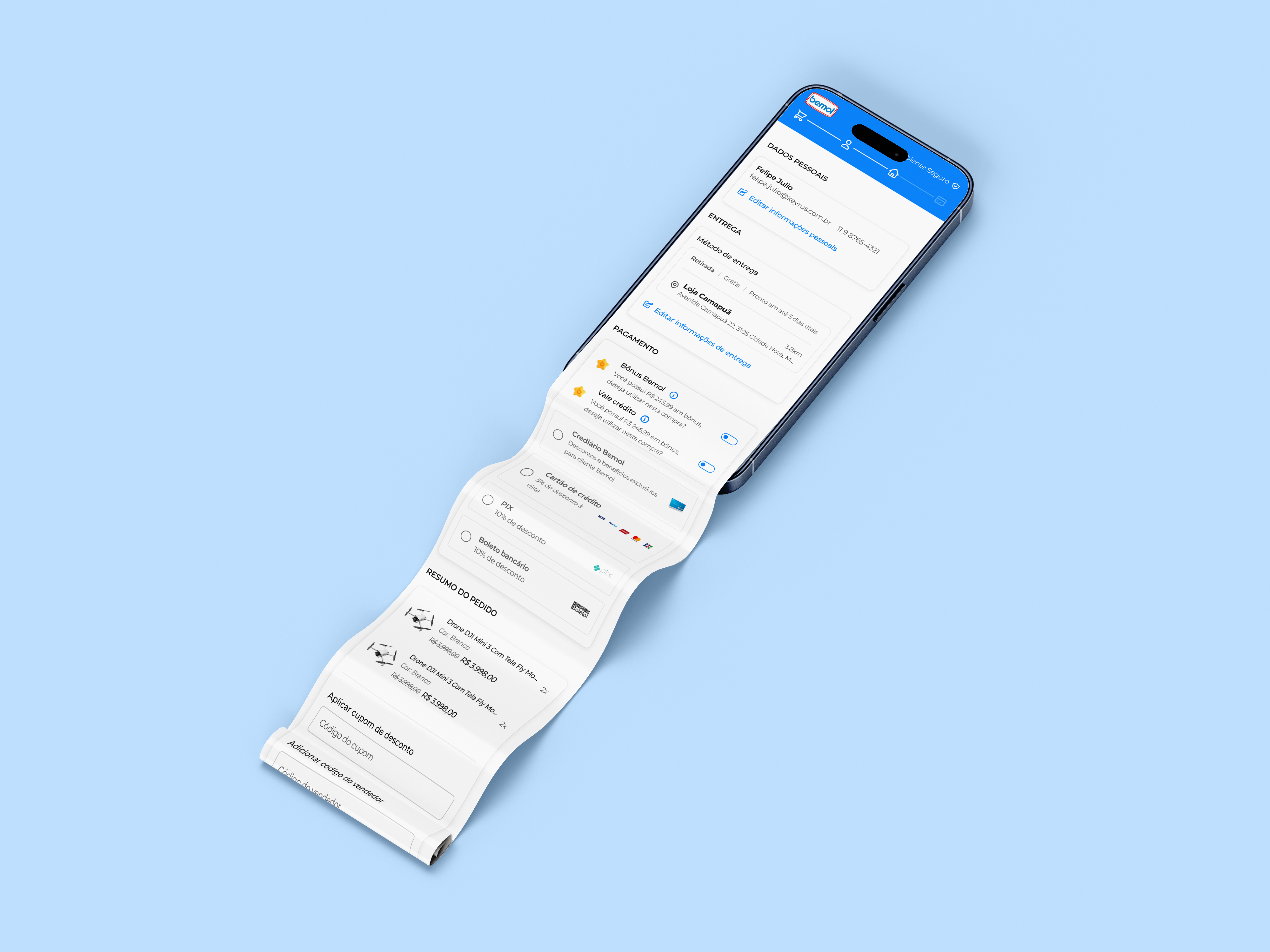 Old webview checkout — single continuous scroll