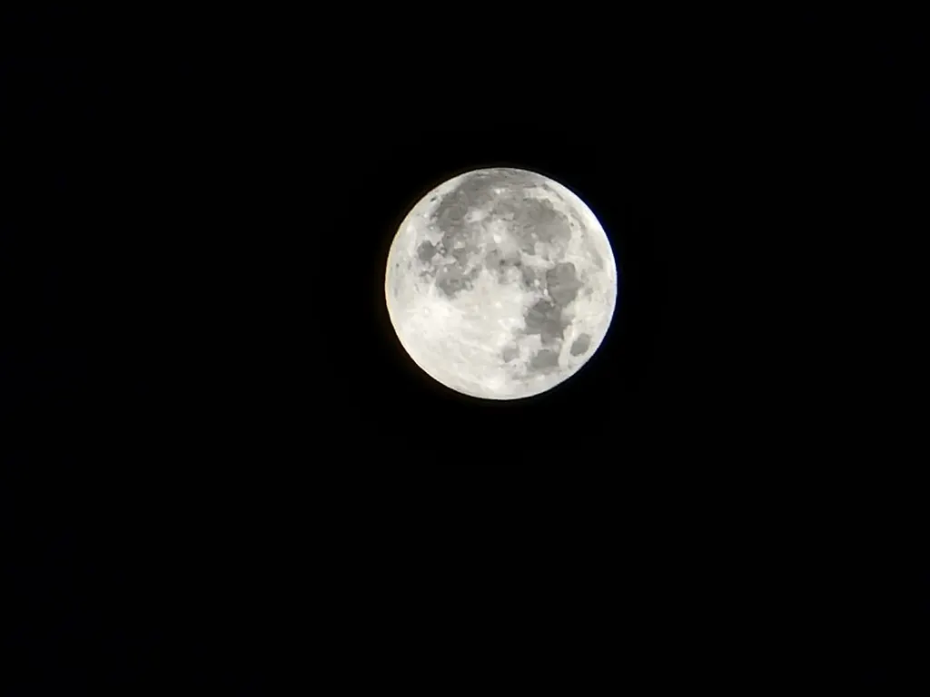 A Lua cheia contra o céu preto