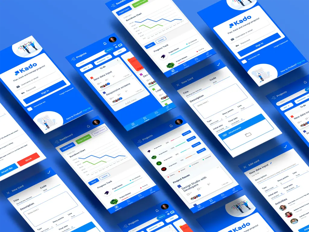 Conceito do app Kado: interface mobile
