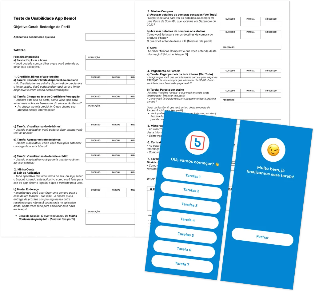 Usability test of the redesigned profile
